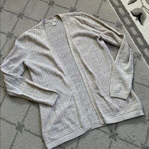 L.L. Bean Light Tan Open-Front Knit Cardigan
